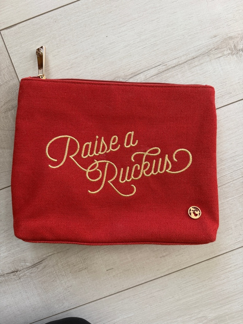Raise a Ruckus Red Canvas Zip Pouch Spartina